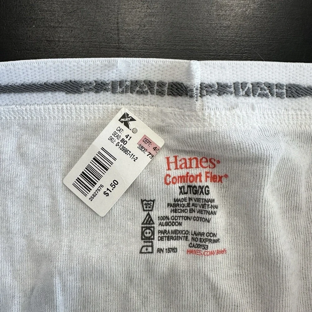 VTG New Men's Hanes Comfort Flex White Tighty Whities Briefs Underwear USA XL